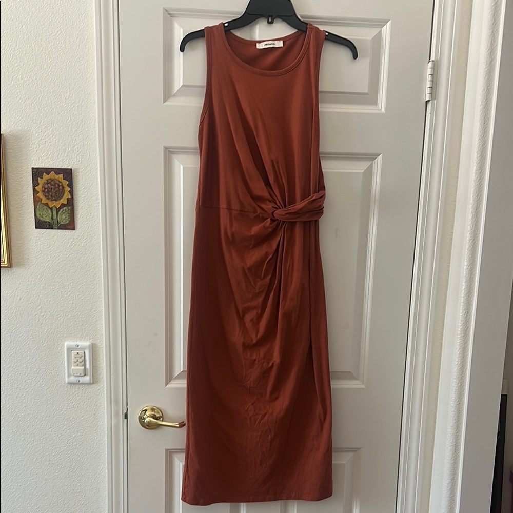 Promod Rust / Terracotta Ruched Tank Maxi Dress